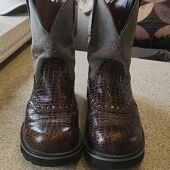 Ariat FATBABY Crock Print Western Boots Size 8.5B - Picture 2 of 12